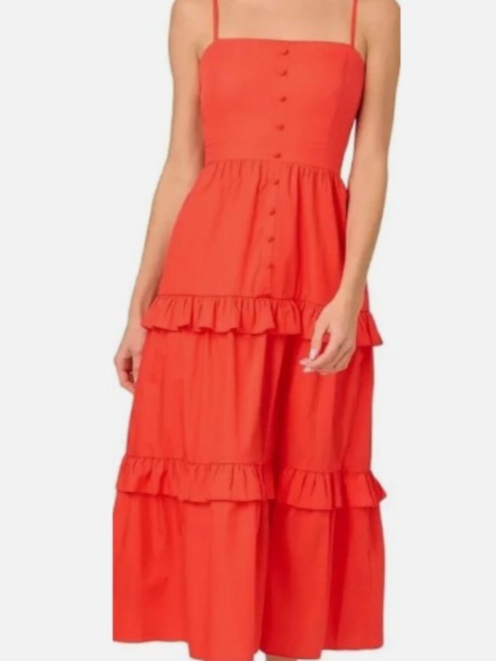 NWT ADRIANNA PAPELL 100% Cotton Tiered Midi Dress Size 8 Retails $149.00